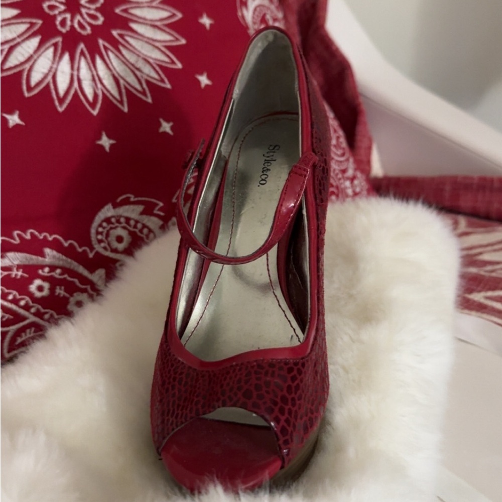 Wine red sandal high heel shoes